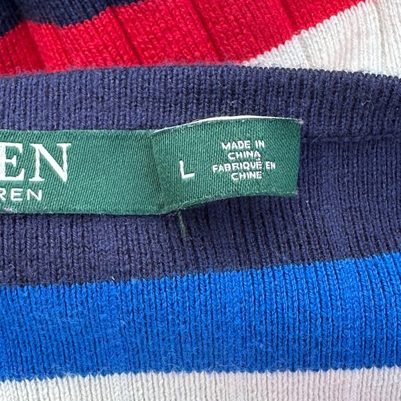 Lauren by Ralph Lauren Women's Razella Striped 3/4 Sleeve Boat Neck Dress Size L - Picture 10 of 10